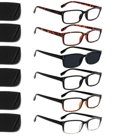 Kerecsen 6-Pack Reading Glasses Blue Light Blocking,Spring Hinge Readers for Men Women,Computer Eyeglasses (6 Mix Color 1 Grey lens, 4.0)