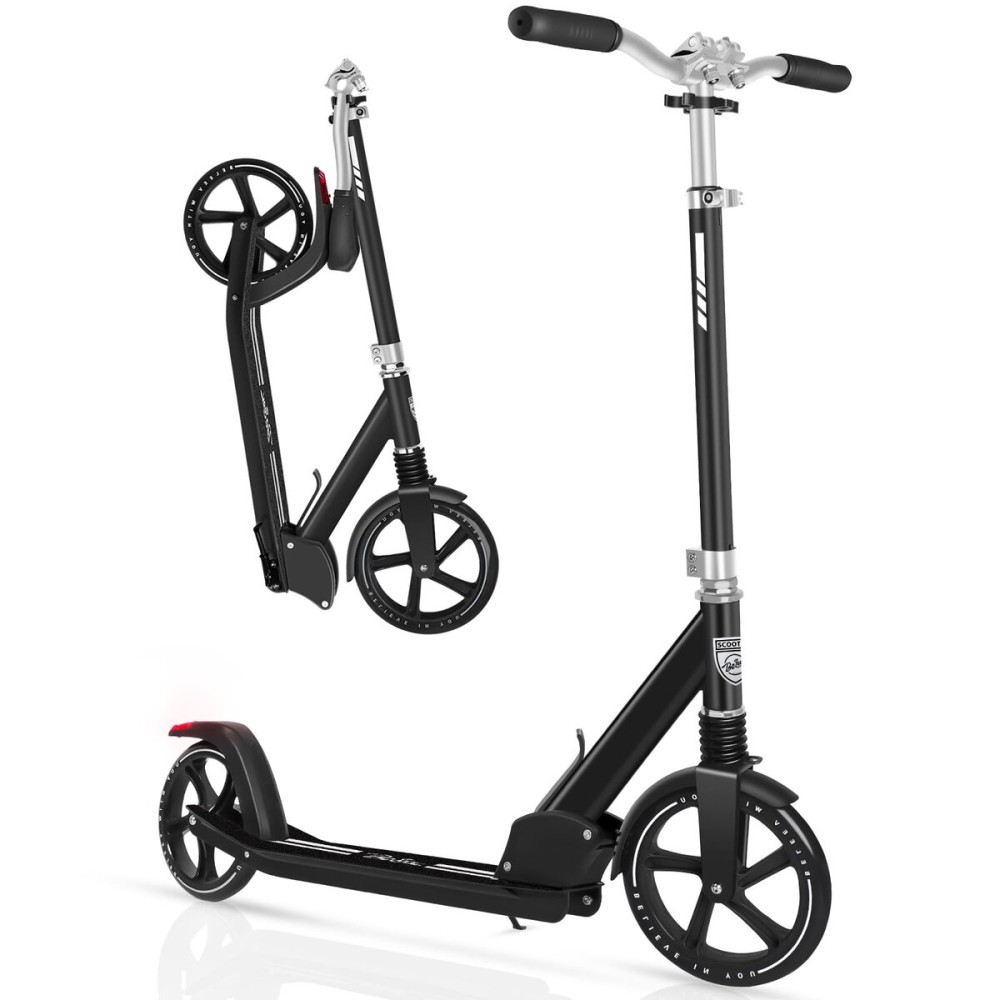 BELEEV V5 Scooters for Kids 6 Years and up, Folding Kick Scooter 2 Wheel for Adults Teens, 4 Adjustable Handlebar, 230mm Big Wheels, Lightweight Sports Commuter Scooter, up to 245lbs(Carbon Black)
