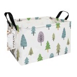 FANKANG Storage Bins, Nursery Hamper Canvas Laundry Basket Foldable with Waterproof PE Coating Large Storage Baskets for Kids Boys and Girls, Office, Bedroom, Clothes,Toys(Rec-Colorful Forest 