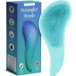 Lily England Detangler Hair Brush for Curly, Thick, Straight & Natural Hair - Gentle Detangling Brush for Women, Kids & Toddlers with Flexible Bristles - Smooth Hairbrush for Wet & Dry Hair, Blue