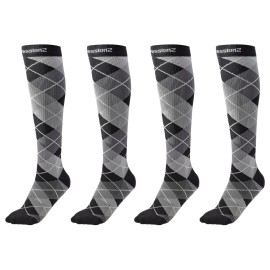 CompressionZ 30-40 mmHg Knee High Compression Socks Men & Women | Support Stockings for Travel, Nurses and Athletes (Argyle Black, Medium)