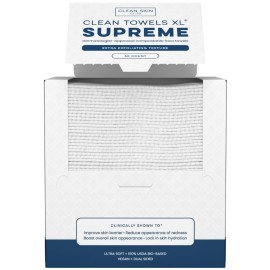 Clean Skin Club Clean Towels XL Supreme, 100% USDA Biobased Face Towel, Disposable Face Towelette, Eczema Association Accepted, Thicker Textured Dry Wipes, Ultra Absorbent & Soft, 1 Pack, 50 Ct