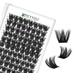 Lash Clusters 96pcs Eyelash Clusters Y02 D Curl 12mm Individual Lashes KEYYOU Volume Wispy Lash Extension Soft&Comfortable Easy DIY at Home(Y02,D-12mm)