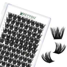 Lash Clusters 96pcs Eyelash Clusters Y02 D Curl 12mm Individual Lashes KEYYOU Volume Wispy Lash Extension Soft&Comfortable Easy DIY at Home(Y02,D-12mm)