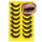 ALICE Cat Eye Lashes Russian Strip Lashes False Eyelashes Clear Band Eyelashes Dramatic Faux Mink Lashes 8 Pairs