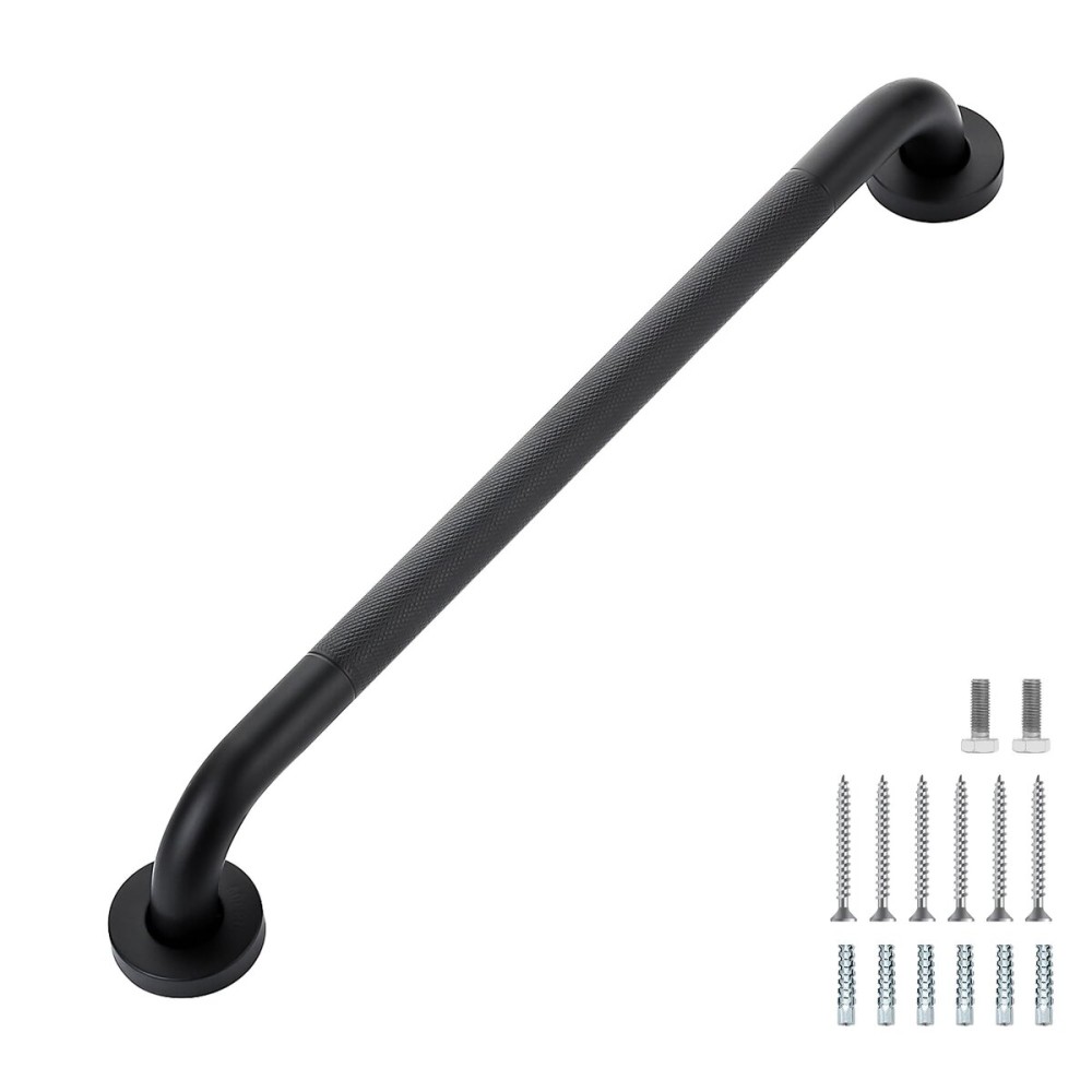 Grab Bars for Shower, 2 Pack 20-Inch Anti Slip Shower Handles for Elderly, Safety Shower Grab Bar, Stainless Steel Handicap Grab Bars for Bathroom (Black 1 Diameter)
