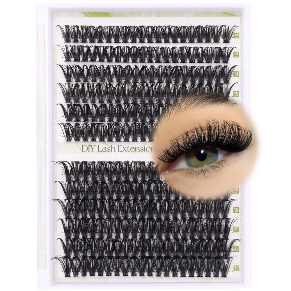 ALICE Lash Clusters DIY Lash Extensions 240PCS 14-20MM Individual Lashes Cluster Lashes Natural 40D Eyelash Extensions Faux Mink Individual Eyelashes