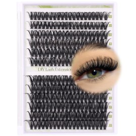 ALICE Lash Clusters DIY Lash Extensions 240PCS 14-20MM Individual Lashes Cluster Lashes Natural 40D Eyelash Extensions Faux Mink Individual Eyelashes