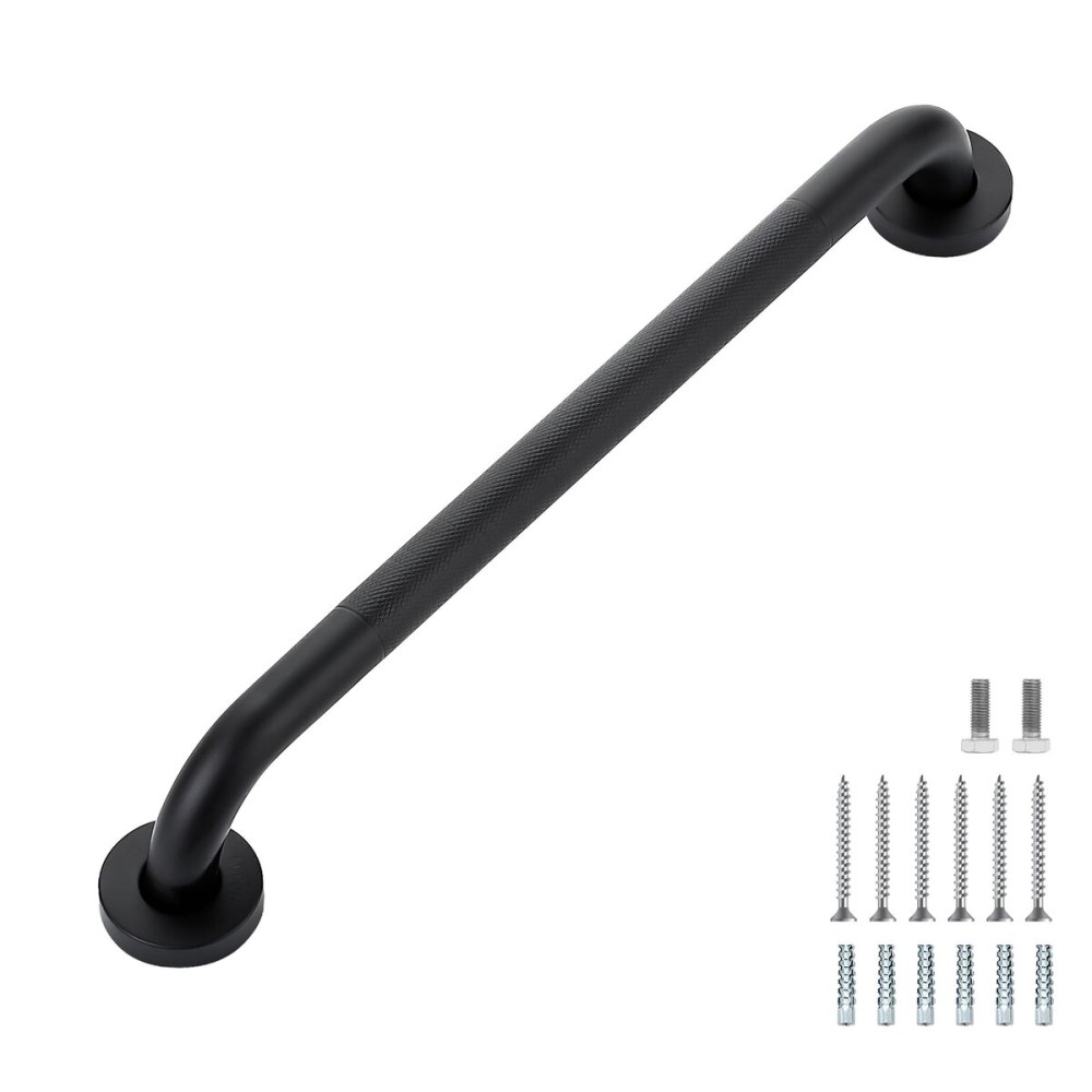 Grab Bars for Shower, 2 Pack 18-Inch Anti Slip Shower Handles for Elderly, Safety Shower Grab Bar, Stainless Steel Handicap Grab Bars for Bathroom (Black 1 Diameter)