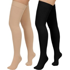 Totexil 2 Pairs Compression Stockings for Women & Men,20-30mmHg Thigh High Compression Socks,Closed Toe Medical Compression Socks with Silicone Dot Band-Best Support for Nursing Sports Varicose Veins