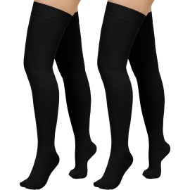Totexil 2 Pairs Compression Stockings for Women & Men,20-30mmHg Thigh High Compression Socks,Closed Toe Medical Compression Socks with Silicone Dot Band-Best Support for Nursing Sports Varicose Veins