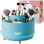 fanado 360 Rotate Makeup Brush Holder Organizer, Makeup Organizers Countertop, Makeup organization and Skincare Storage with Gift Box Packing for Vanity, Desktop, Bathroom (Blue)