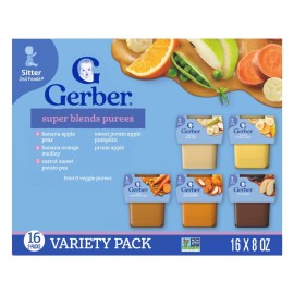 Gerber 2nd Foods Natural for Baby WonderFoods Baby Food, Variety Pack, 4 oz Tubs (32 Pack)