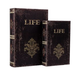SICOHOME Decorative Book Box Set of 2 Wood Faux Book Box with Faux Leather Detailing Trinket Keepsake Vintage Wooden Treasure Chest for Women Kids Gifts Home Decor