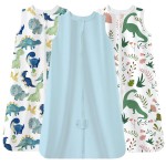 TotAha Cute Dinos Sleep Sack 6-12 months 3 Pack, Buttery Soft Swaddle Transition Wearable Blanket Baby Sleeping Bag, 0.5 TOG