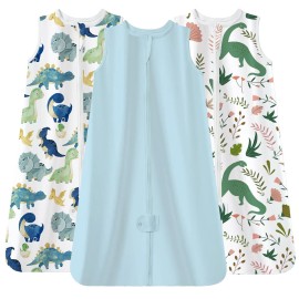 TotAha Cute Dinos Sleep Sack 6-12 months 3 Pack, Buttery Soft Swaddle Transition Wearable Blanket Baby Sleeping Bag, 0.5 TOG