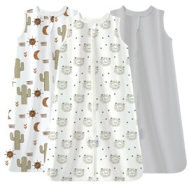 TotAha Boho Lion Sleep Sack 3-6 months 3 Pack, Buttery Soft, Safe Wearable Blanket Baby Sleeping Bag with 2-way Zipper, 0.5 TOG