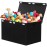 popoly 122L Large Toy Box Chest with Lid, Foldable Toy Storage Organizer Bin Boxes with Removable Divider for Kids, Boys, Girls, Nursery, Playroom, 26x17 x17(Linen Black)