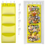 Honeyera Storage for Stuffed Animal - Over Door Organizer for Stuffies, Baby Accessories, and Toy Plush Storage/Easy Installation with Breathable Hanging Pockets (Yellow)