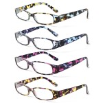 Kerecsen Women\'s Reading Glasses 4 Pairs Ladies Fashion Spring Hinge Readers (Colourful-3, 2.25)