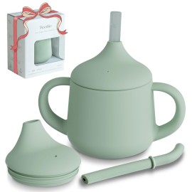 Moonkie Silicone Baby Sippy Cups | 3 Stages Training Cup Straw Cup for Infants Toddlers and Kid | 4 oz 1Pack