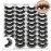 IFSOWDRA Mink Lashes Wispy Fluffy 16-18mm Long Volume False Eyelashes Faux Mink D Curl Dramatic Eyelashes Cat Eye Strip Lashes Pack