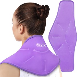 REVIX Neck Ice Pack Wrap Cervical Ice Pack Reusable, Gel Cold Wrap for Cervical Discomfort and Fatigue, Hot and Cold Compress for Neck Shoulders, Purple