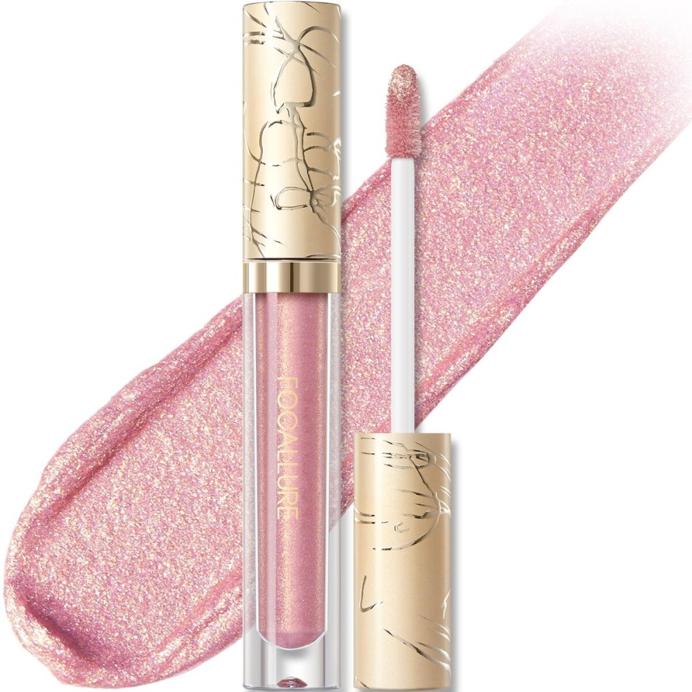 FOCALLURE Metallic Liquid Lipstick,Non Stick Cup Lip Gloss,High Impact Lip Color with Transfer-proof Wear,Long Lasting & Waterproof Lipstick Makeup for Women,Celebration Day