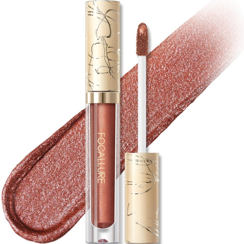 FOCALLURE Metallic Liquid Lipstick,Non Stick Cup Lip Gloss,High Impact Lip Color with Transfer-proof Wear,Long Lasting & Waterproof Lipstick Makeup for Women,After Heat