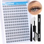 Natural Cluster Lashes Kit 168 Pcs Wispy Lash Extensions CC-Curly 9-11MM Mixed Lengths Eyelash Extension Individual Kit with Lashes Bond and Seal and Tweezers DIY at Home by Mavphnee