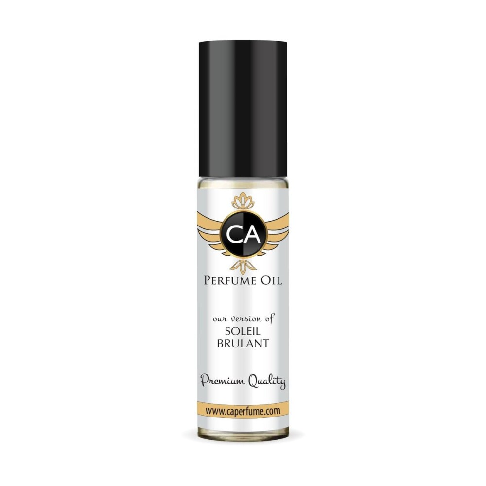 CA Perfume Impression of Soleil Brulant Unisex Fragrance Oil Amber Woody Scent Long Lasting Perfumes for Women & Men Travel Size TSA Ready Mini Parfum Body Oil Roll-on 0.33 Fl Oz 10ml