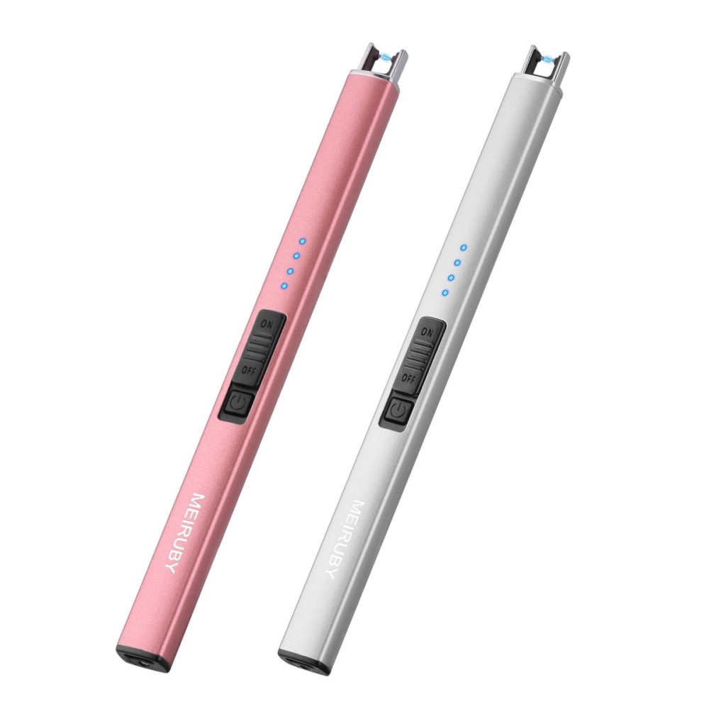 MEIRUBY 2 Pack Electric Candle Lighter, Christmas Stocking Stuffers Gifts for Women Mom Men Wife Sister, USB Arc Rechargeable Windproof Long Lighter for Candle BBQ Housewarming Birthday Gifts Idals