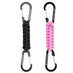 BRAVESHINE 1 Black & Pink Paracord Keychain Carabiner Clips, Lanyard Hanger with D Ring Hooks, Heavy-Duty Stroller Hooks Holder for Water Bottle, Keys, Backpacks, Tools, Boys, Girls, Men, Women