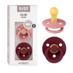BIBS Pacifiers Colour Collection | Natural Rubber Baby Pacifier | Set of 2 BPA-Free Soothers | Made in Denmark | 6+ Months (Pack of 2) | Dusty Pink/Elderberry