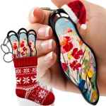 MUNIO Self Defense Keychain - Lightweight, Stylish & Portable Safety Tool for Women & Men - Non-Lethal Kubotan, Easy to Use, TSA Approved - Made in USA - Painted Bloom Design