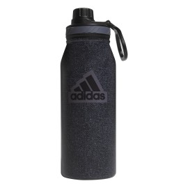 adidas 1 Liter (32 oz) Metal Water Bottle, Hot/Cold Double-Walled Insulated 18/8 Stainless Steel, Twill Black/Black/Grey Five, 32 Ounces