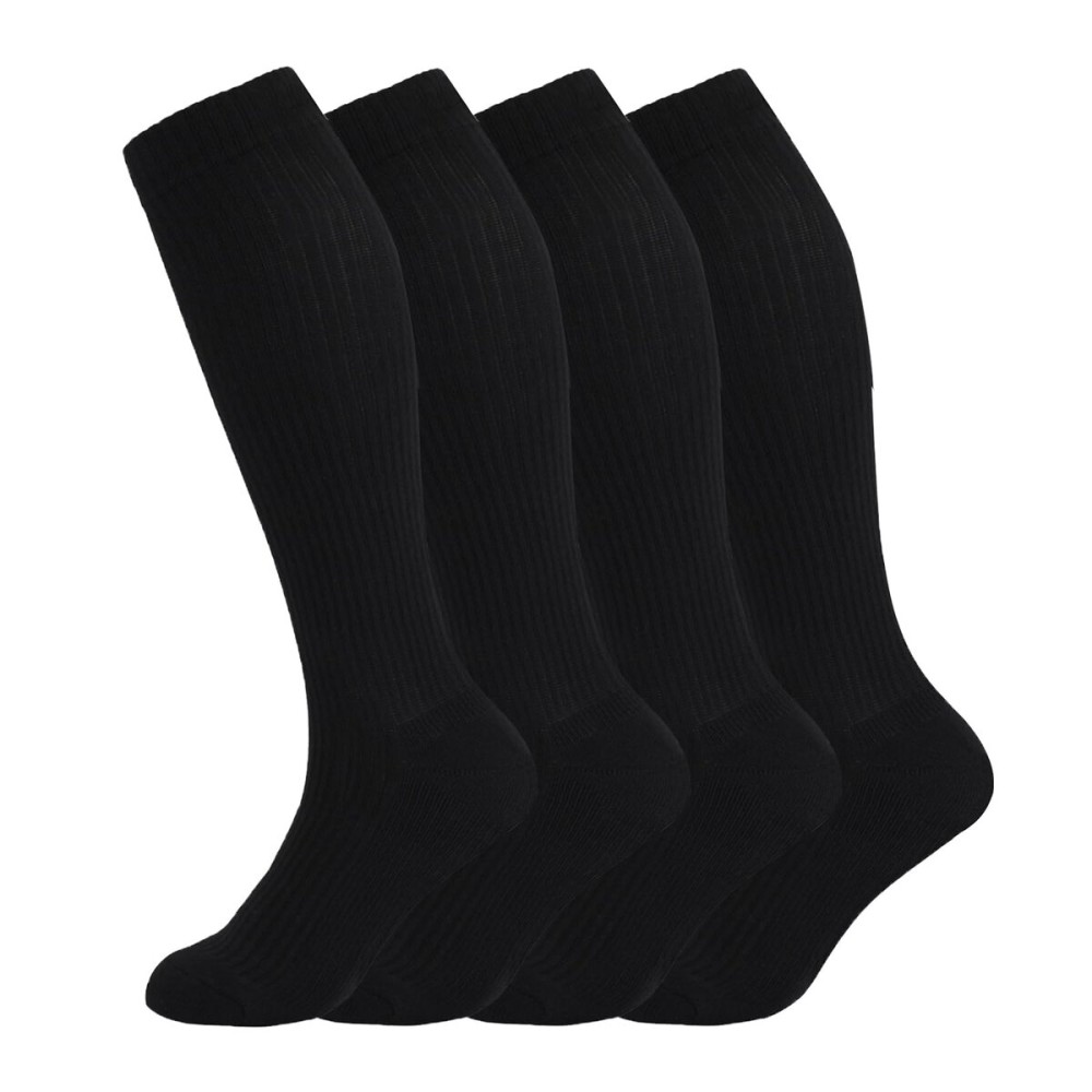 +MD 4 Pairs Compression Socks (15-20mmHg) for Women & Men - Cushion Knee High Socks for Running, Medical, Athletic, Nurses, Travels, Edema, Anti-DVT, Varicose Veins, Shin Splints 4Black 10-13