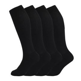 +MD 4 Pairs Compression Socks (15-20mmHg) for Women & Men - Cushion Knee High Socks for Running, Medical, Athletic, Nurses, Travels, Edema, Anti-DVT, Varicose Veins, Shin Splints 4Black 10-13