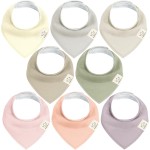 KeaBabies 8-Pack Organic Baby Bandana Bibs for Girls - Super Absorbent Triangle Baby Bibs for Drooling and Teething Infant, 100% Cotton Extra Soft for Newborn, Infant 0-36 Months (Embrace)