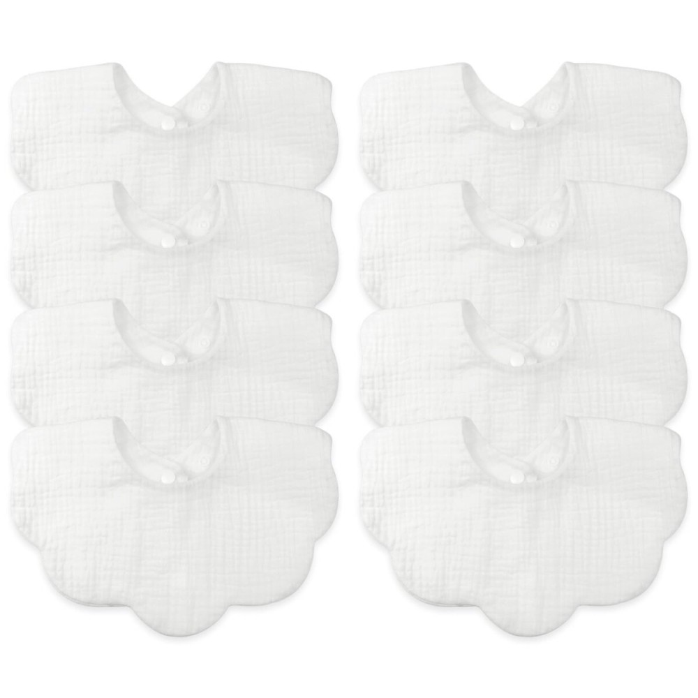 DOSMINE Muslin Baby Bibs for Drooling and Teething Newborn Drool Bibs for Baby Girl Boy (Ivory)