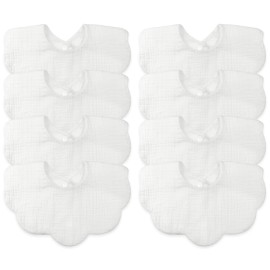 DOSMINE Muslin Baby Bibs for Drooling and Teething Newborn Drool Bibs for Baby Girl Boy (Ivory)