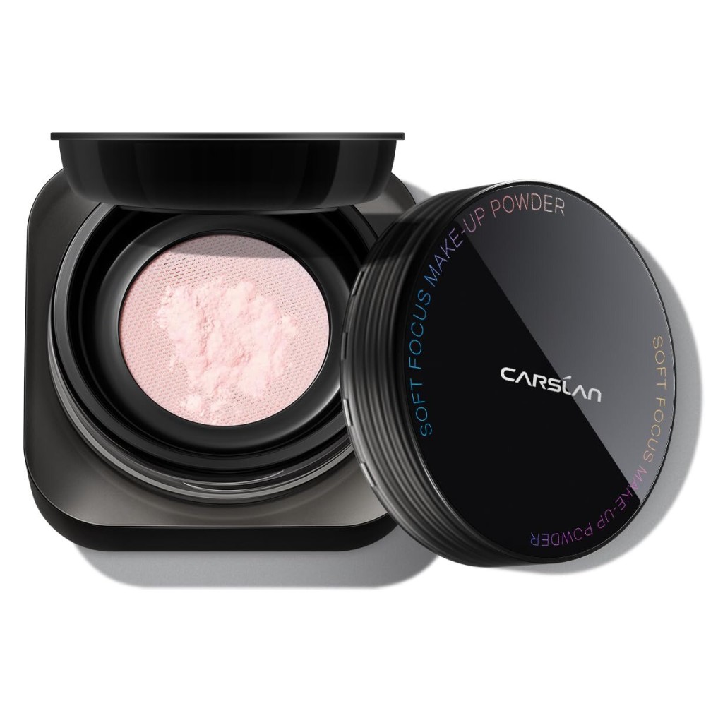 CARSLAN 1.0 Soft Focus Loose Setting Powder, Waterproof, Matte, Oil Control, Shine Free, Talc-Free Face Powder Makeup, 24H Longwear Finishing Powder, 01 Pink