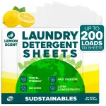 Sudstainables Laundry Detergent Sheets 200 Loads - Dissolvable Laundry Sheet for Washing Machines, Compact Alternative to Liquid & Powder Detergent, Travel-Friendly Soap | Lemon