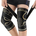 Copper Knee Braces with Strap for Knee Pain Women and Men(2 Pack), Knee Compression Sleeve for Arthritis, ACL, Meniscus Tear, Joint Pain Relief, Knee Support for Working, Running, Weightlifting(L)