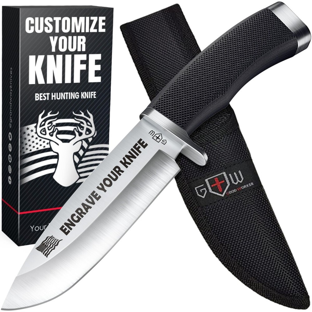 Grand Way Custom Knife for Men and Women - Personalized Idea Gifts - Engraved Gifts for Dad Husband Boyfriend Wife Girlfriend - Customized Fixed Knives for Birthday - Unique Present 148109 PS