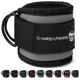 Gymreapers Ankle Strap (Single) For Cable Machine Kickbacks, Glute Workouts, Lower Body Exercises - Adjustable Leg Strap with Neoprene Padding (Overcast, Single)