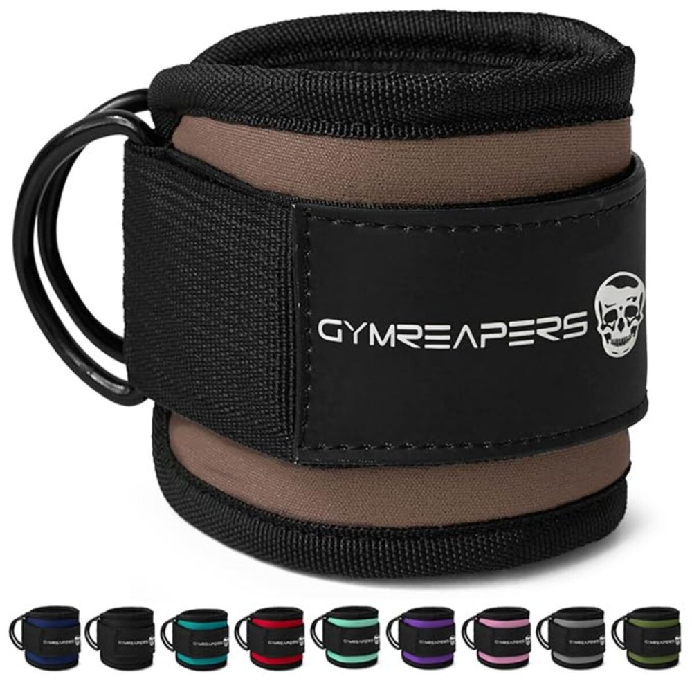 Gymreapers Ankle Strap (Single) For Cable Machine Kickbacks, Glute Workouts, Lower Body Exercises - Adjustable Leg Strap with Neoprene Padding (Toffee, Single)