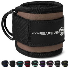 Gymreapers Ankle Strap (Single) For Cable Machine Kickbacks, Glute Workouts, Lower Body Exercises - Adjustable Leg Strap with Neoprene Padding (Toffee, Single)