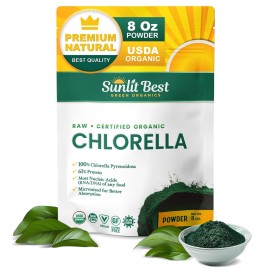 Sunlit Best Chlorella Powder Organic USDA, Green Algae Chlorella Powder, Broken Cell Wall Chlorellas, Raw Vegan Protein Chlorophyll - Non GMO, Gluten Free Superfood, Immune Support Supplement, 8 oz