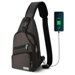 AMJ Crossbody Sling Bag Men Women, Casual Shoulder Backpack, Chest Daypack Satchel for Hiking Travel (Small, Brown)